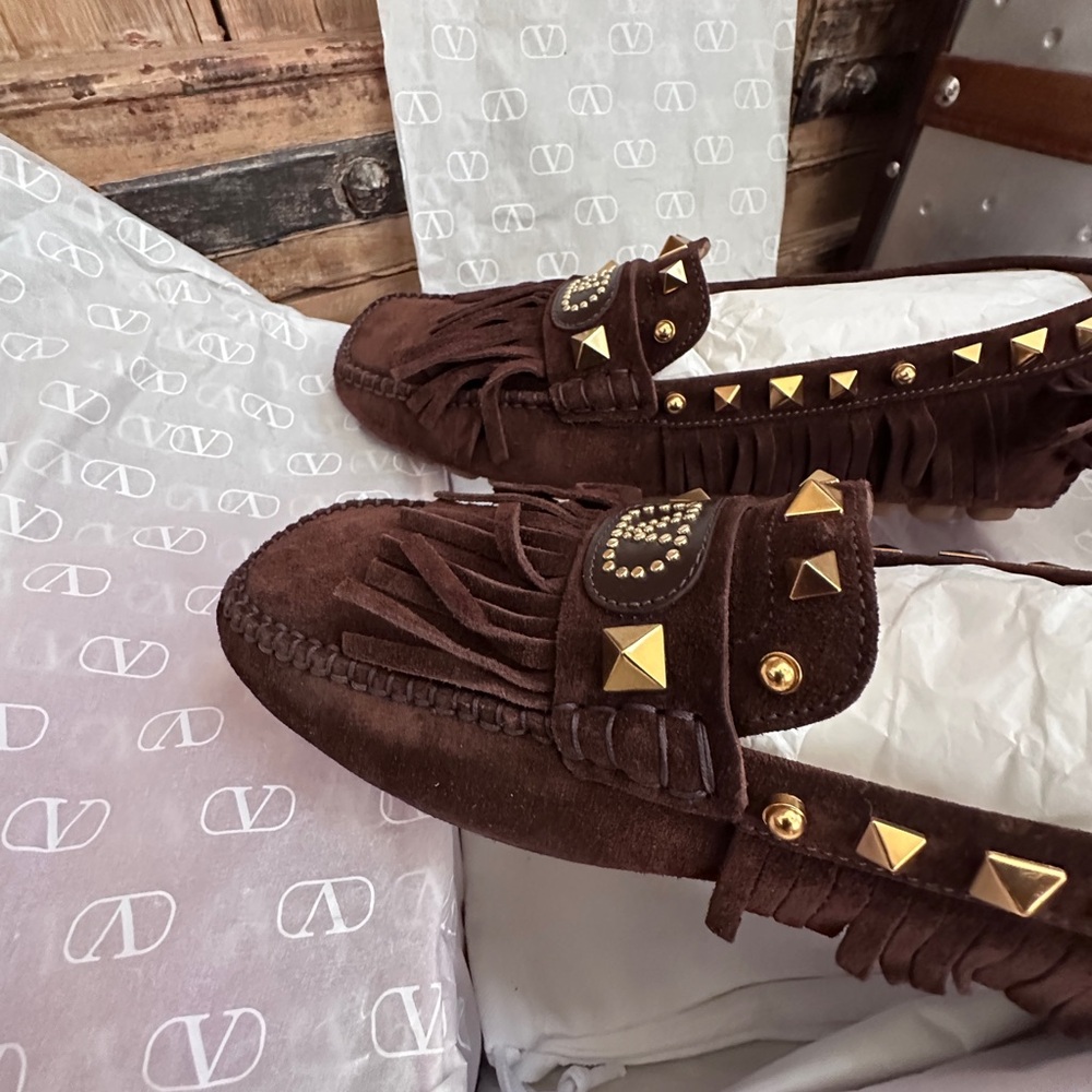 Valentino Women's Brown Suede Driver Loafers in EU Size 40 - Picture 8 of 15